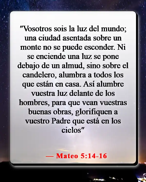 Versículos de la Biblia sobre guiar a otros hacia Dios (Mateo 5:14-16)