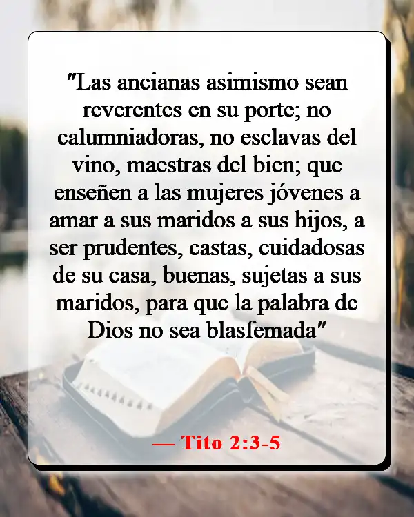 Versículos de la Biblia sobre la mujer sabia (Tito 2:3-5)